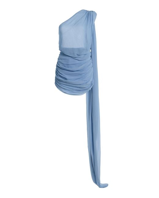 Arcina Ori Blue Fernanda Open-Back Georgette Mini Dress