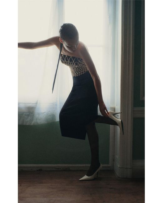 Carolina Herrera Black Exclusive Crepe Midi Pencil Skirt