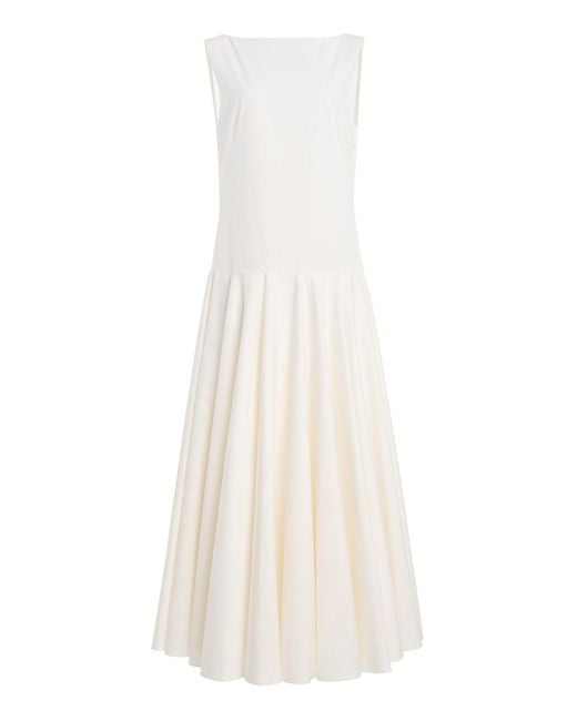 Kallmeyer White Tiana Drop-Waist Cotton Maxi Dress