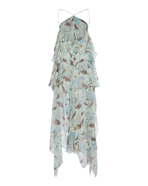 Stella McCartney White Ruffled Silk Chiffon Maxi Dress