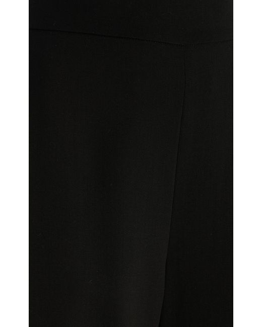 Carolina Herrera Black Diane High-Rise Wool Wide-Leg Pants