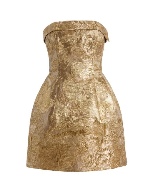 Jonathan Simkhai Natural Ariani Metallic-Jacquard Bustier Mini Dress