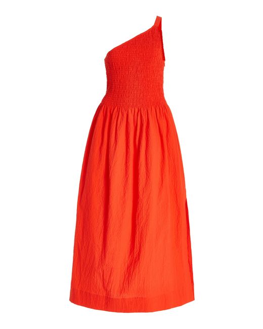 Three Graces London Orange Isa One-shoulder Cotton Maxi Dress