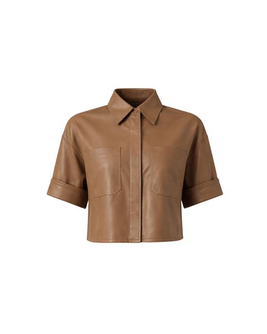 Twp Brown My Newest Mistake Cropped Leather Shirt