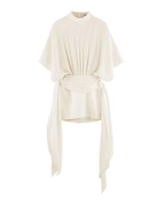 ARAKII White Exclusive Draped Crepe Mini Dress