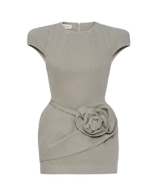 Magda Butrym Gray Rose-Detailed Denim Mini Dress