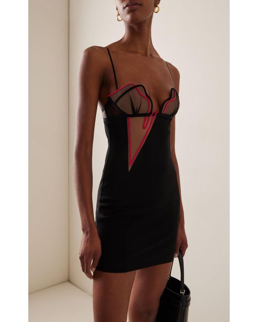 Nensi Dojaka Black Heartbeat Cutout Jersey Mini Dress