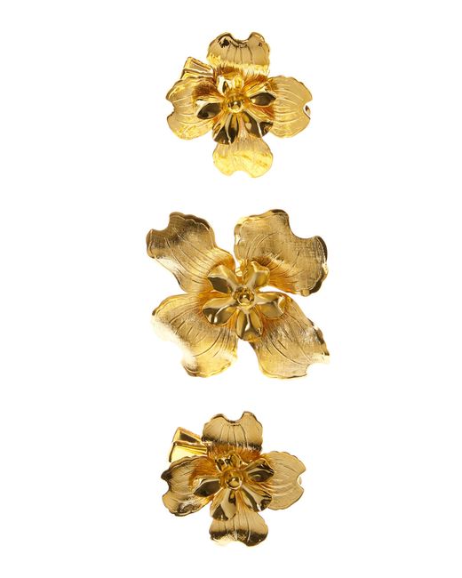 Lelet Metallic Alexandra Gold-tone Flower Clip Set