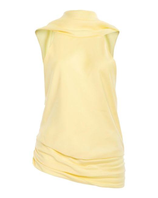 Jonathan Simkhai Yellow Samira Satin Cape Top