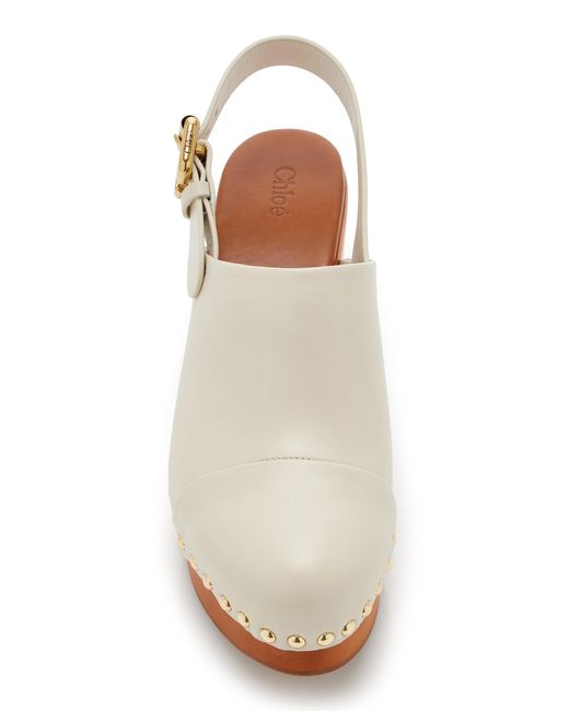 Chloé White Jeannette Leather Platform Clogs
