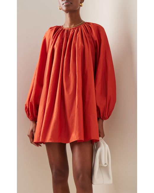 Red Womens Dresses Matteau Dresses Matteau Pleated Long-sleeve Dress in Orange 