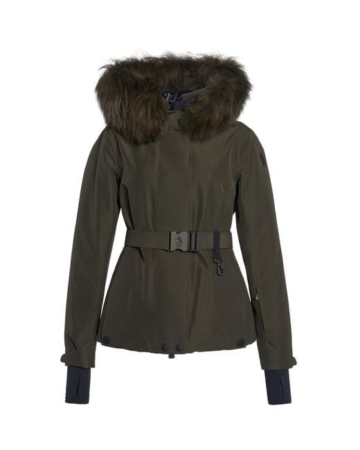 Moncler Women's Green Laplance Shearling-Trimmed Gore-Tex Down Ski Jacket