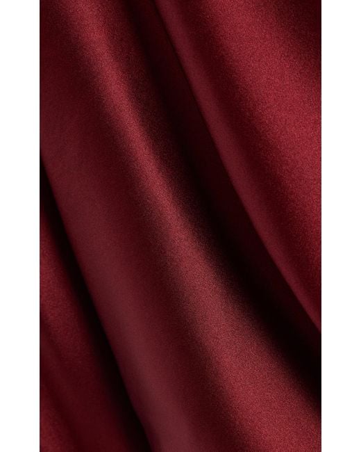 Staud Red Phoebe Draped Silk Maxi Dress