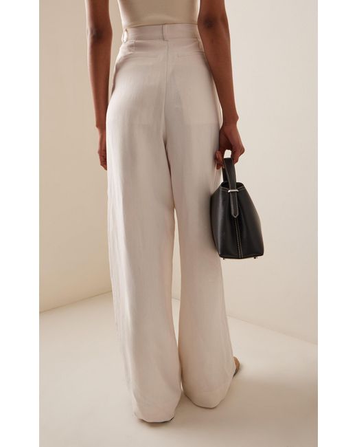 Frankie Shop White Piper Pleated Wide-leg Trousers