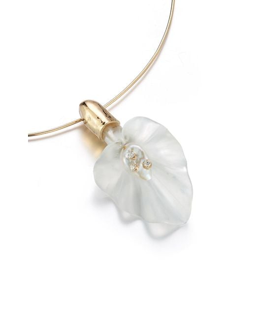 Mateo White 14K Calla Lily Baroque Pearl And Diamond Necklace