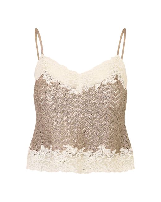 LoveShackFancy Natural Josephina Pointelle-Knit Cotton Tank Top