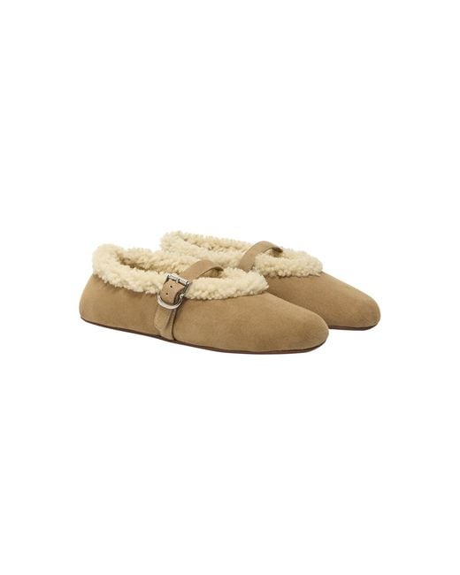 Alaïa Metallic Shearling Leather Mary Jane Flats