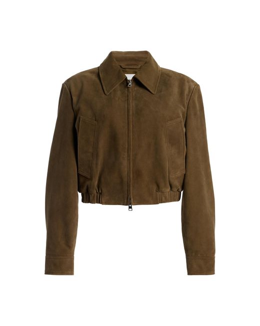 Agolde Brown Nahla Cropped Suede Jacket