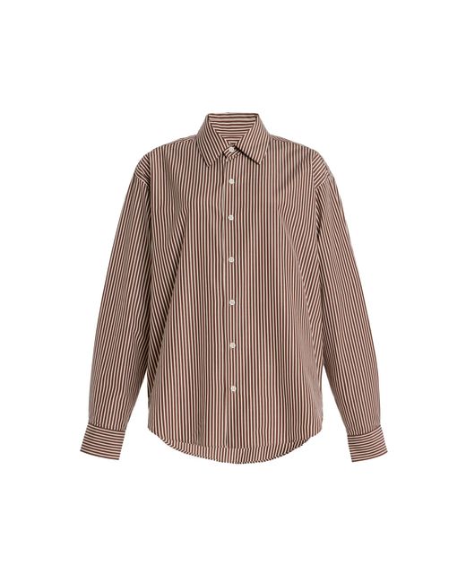 Comme Si Brown La Classica Striped Cotton-Poplin Shirt
