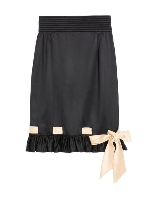Valentino Garavani Black Frilled-Trim Duchess-Satin Skirt
