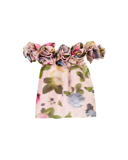 Carolina Herrera White Off-The-Shoulder Floral Silk Rosette Top