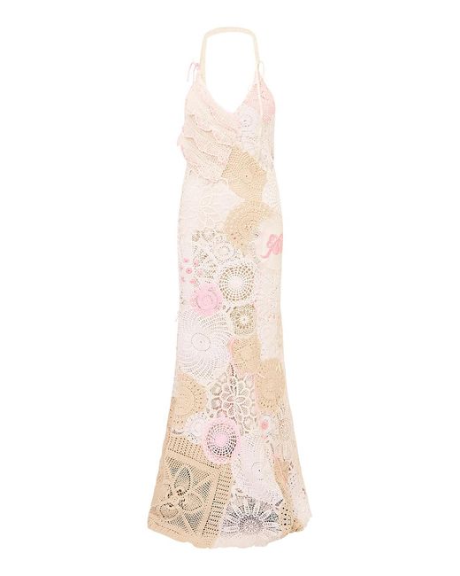 LoveShackFancy White Adalita Patchwork Cotton Crochet Dress