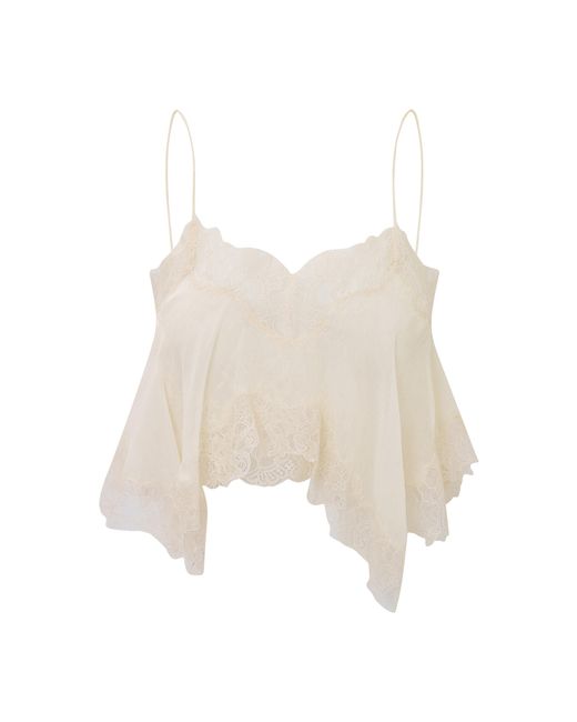 LoveShackFancy Natural Elysia Sheer Silk Top