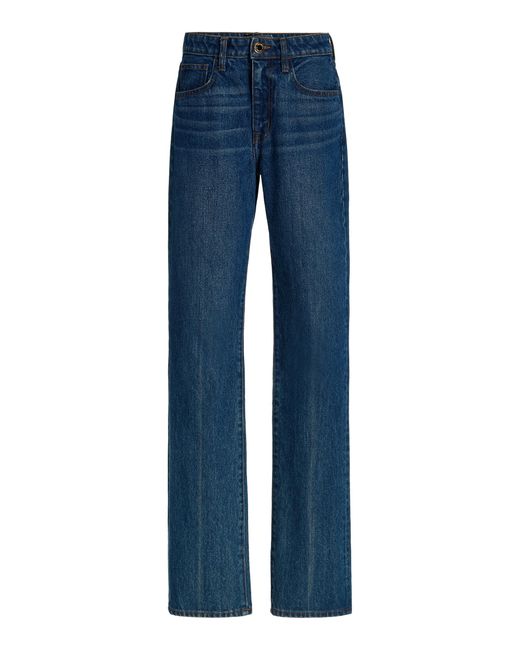Brandon Maxwell Blue Rigid High-rise Straight-leg Jeans