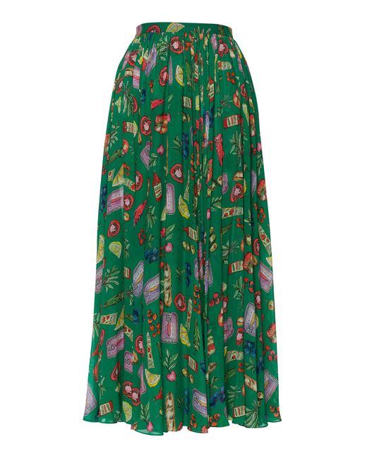 Lena Hoschek Green Vittoria Printed Maxi Skirt