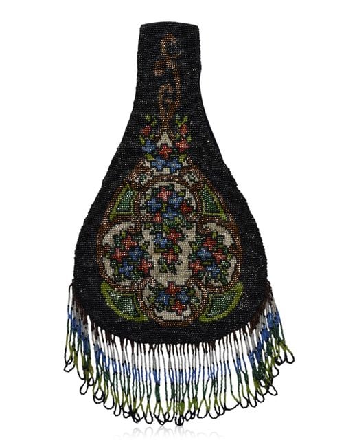 Lucia Zolea Multicolor 1920S Floral Glass Beaded Fringed Purse