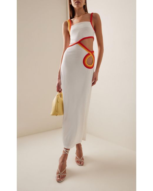 Christopher Esber White Exclusive Verner Cutout Ribbed-jersey Maxi Dress