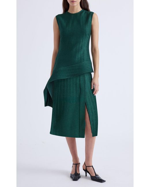 Proenza Schouler Green Lorna Cotton-Blend Striated Suiting Midi Skirt