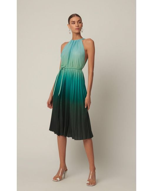Max Mara Pleated Halter-neck Chiffon Knee-length Dress in