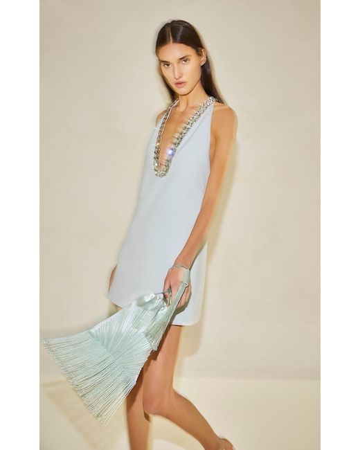 Alexis Natural Vasilis Embellished Crepe Mini Dress