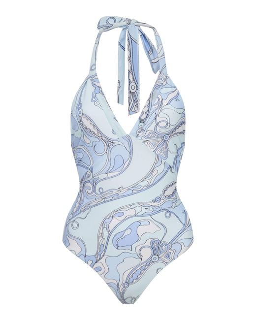 Emilio Pucci Blue Printed One-Piece Swimsuit