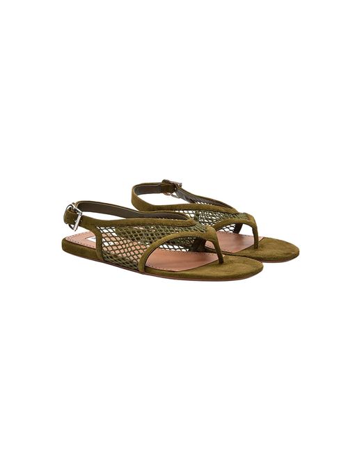 Alaïa Green Fishnet And Suede Sandals