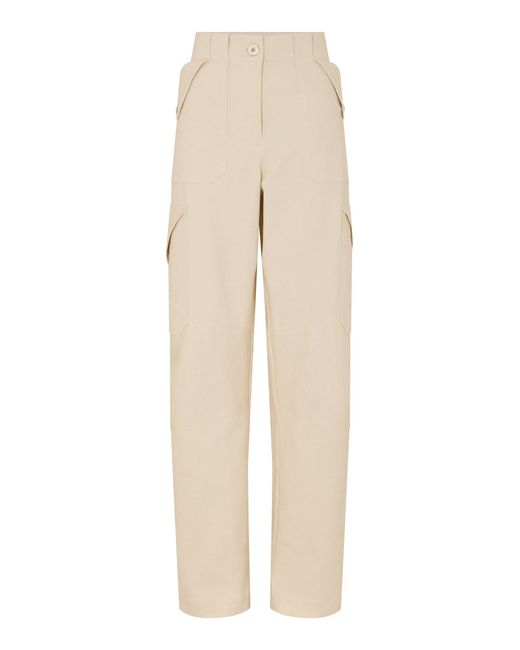Rabanne Natural Cotton-Blend Wide-Leg Pants