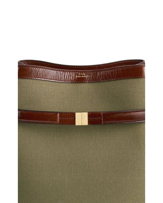 Totême  Green Belted Leather-trimmed Canvas Bucket Bag