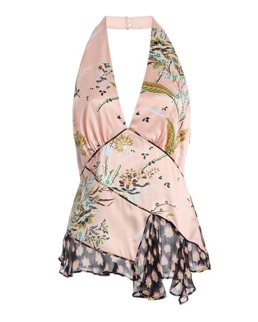 Staud Pink Maeva Draped Satin Top