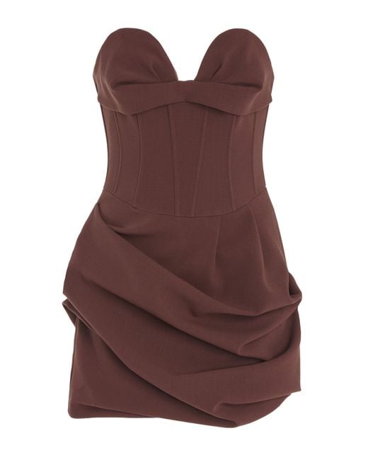 Magda Butrym Red Draped Strapless Stretch-wool Mini Dress