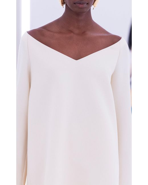 Brandon Maxwell White The Zayna Off-the-shoulder Wool-silk Mini Dress
