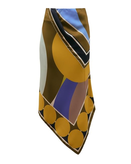 Amir Taghi Orange Pilar Silk Twill Skirt