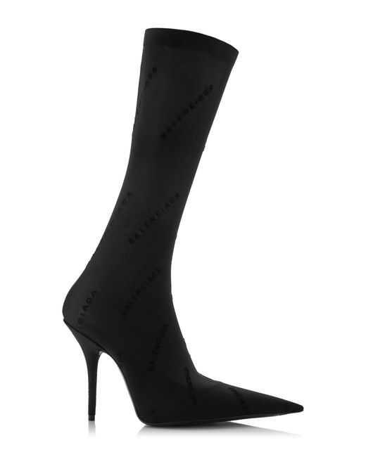 Balenciaga Black Naked Knife Knit Ankle Boots