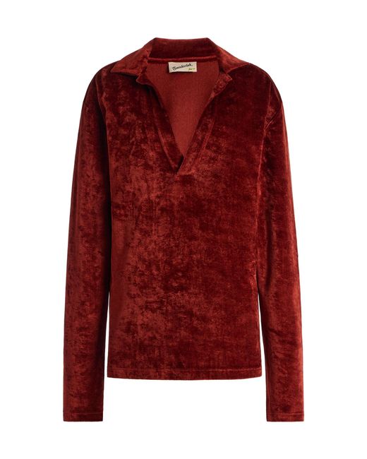 Sanderlak Red V-Neck Velvet Polo