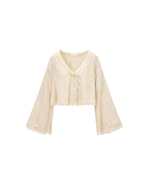 LoveShackFancy Natural Aloria Solid Jacquard Top