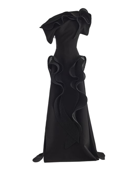 Maticevski Black Synergies Off-The-Shoulder Paneled Crepe Gown