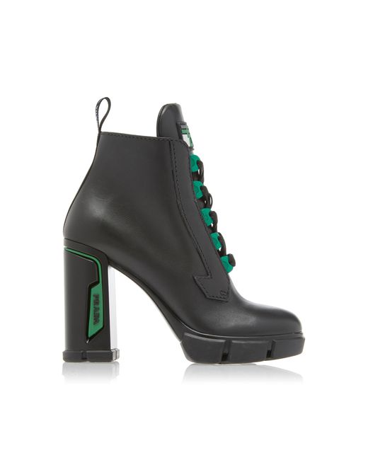 Prada Black Tronchetti Leather Ankle Boots