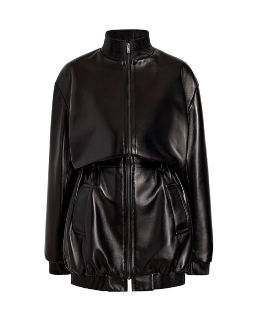 Khaite Black Rodman High-Neck Leather Coat