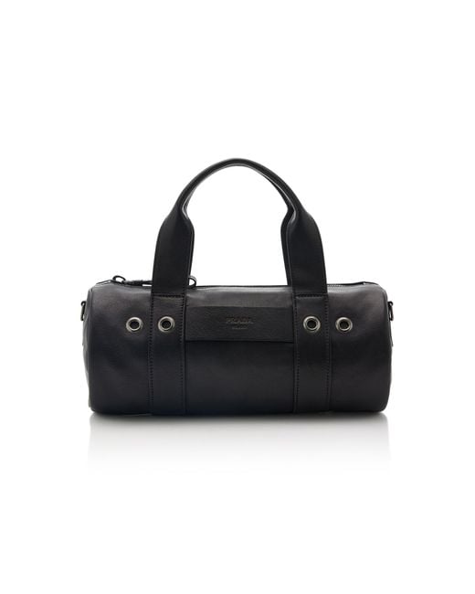 Prada Black Small Route Leather Duffel Bag