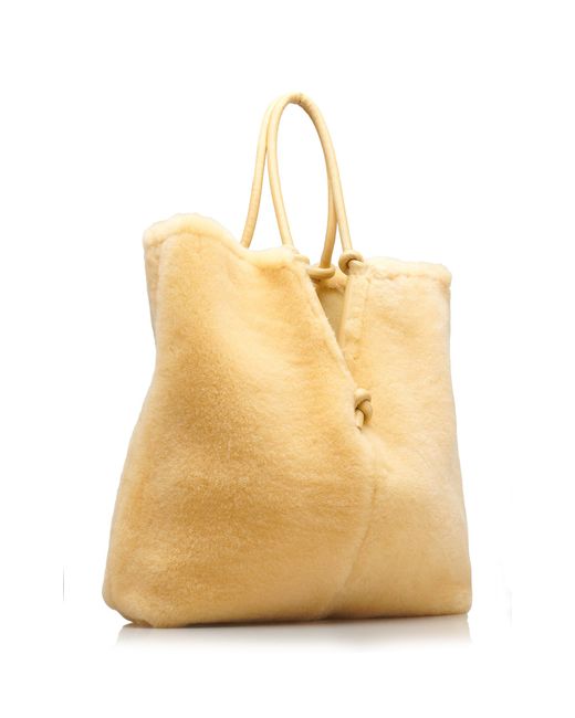 Bottega Veneta Natural Reversible Oversized Shearling Tote Bag